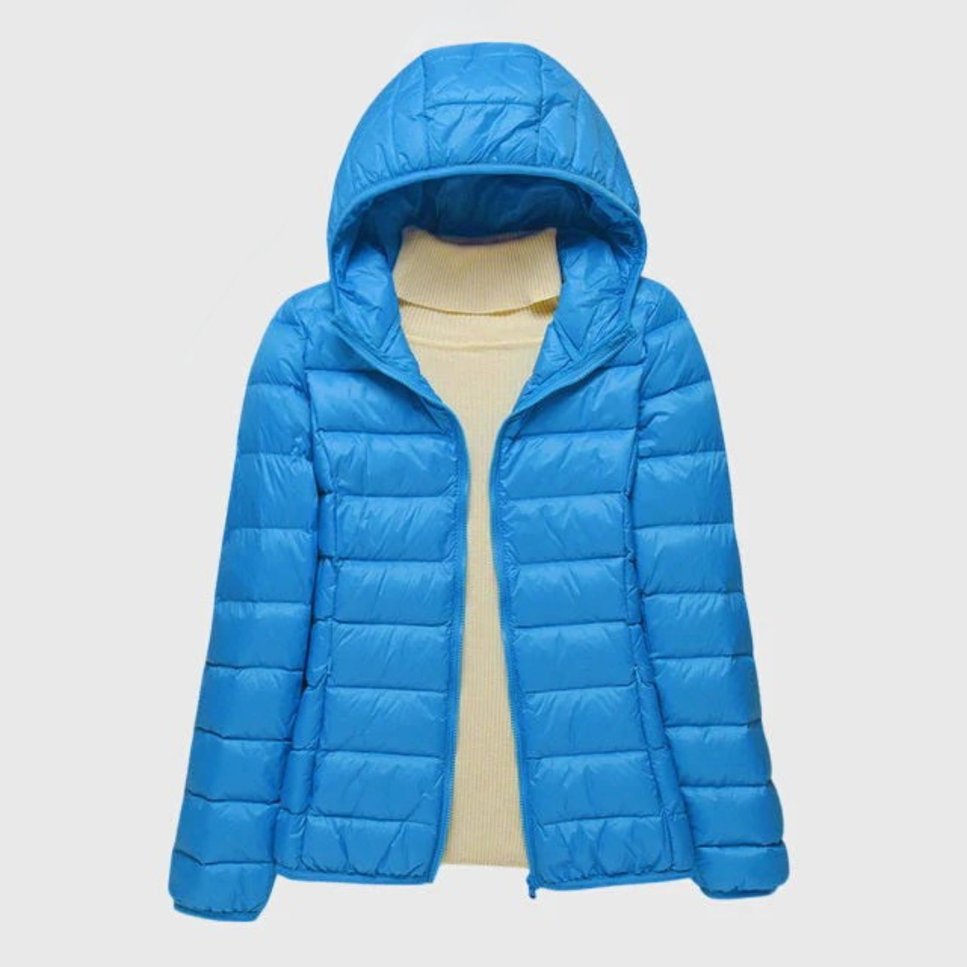 Women’s Hooded Zip-Up Puffer Jacket – Lightweight Everyday Outerwear
