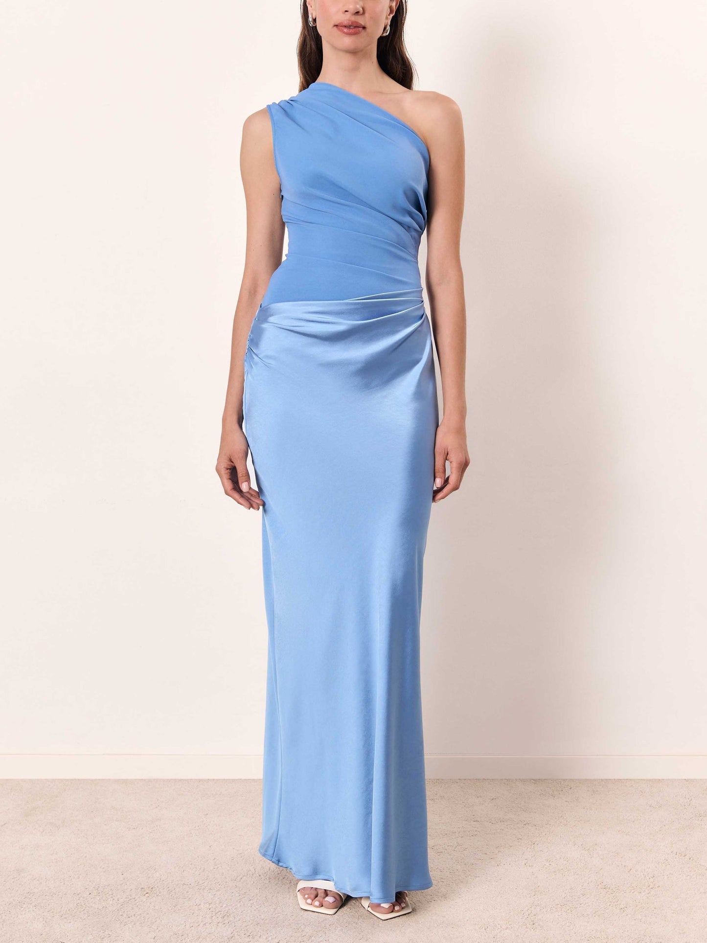Elegant One Shoulder Pleated Party Maxi Dress – Sophisticated Evening Style