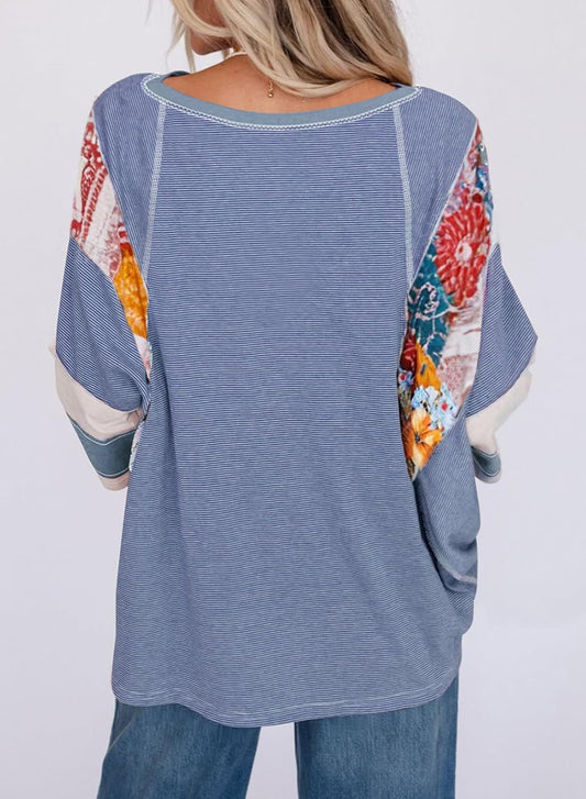 Marivelle | Women’s Striped Patchwork Casual Top