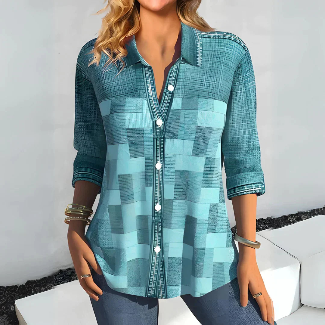 Women’s Button-Up Shirt – Long Sleeve Relaxed Fit Top