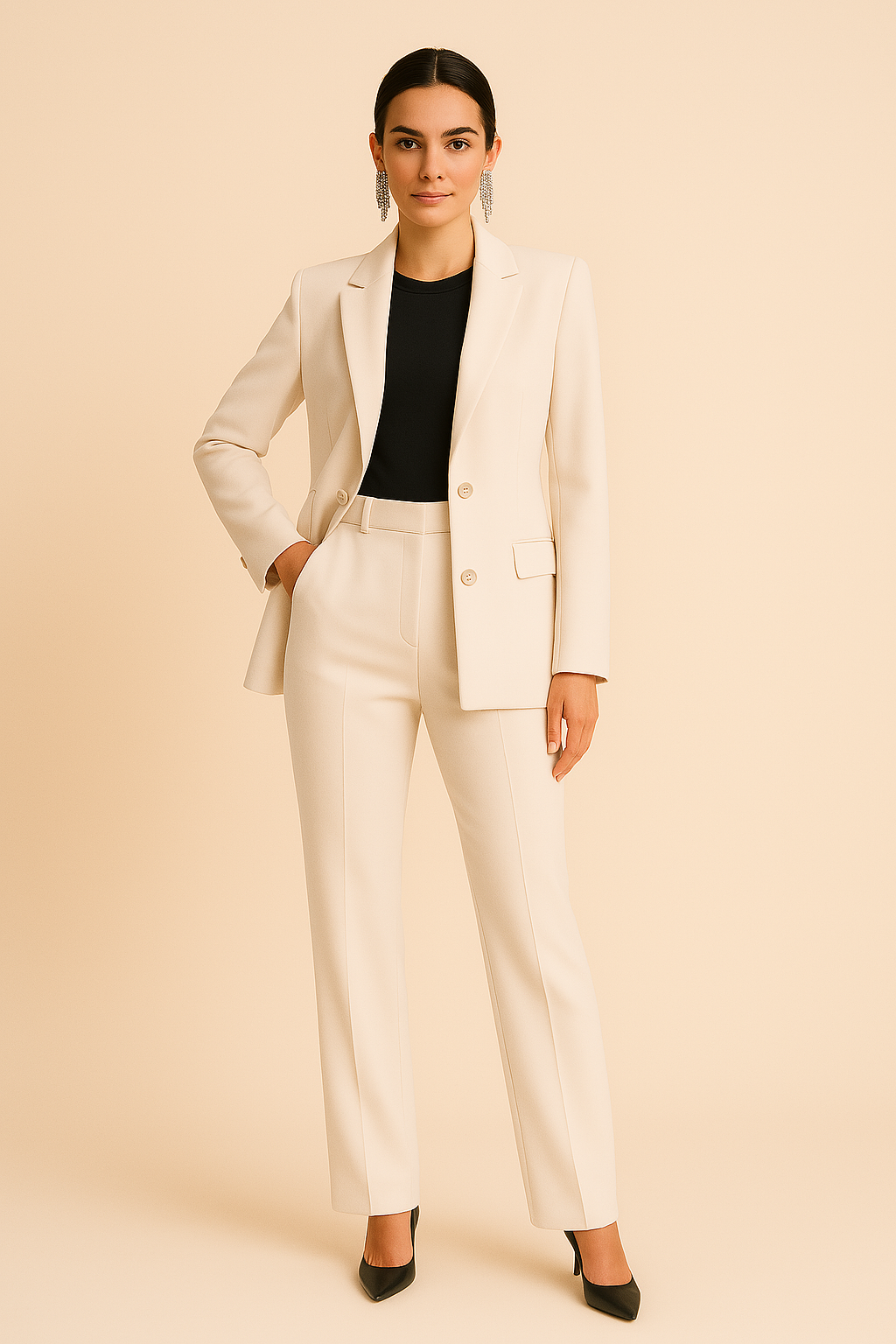 Women’s Elegant Evening Set – Tailored Blazer and Tapered Pants
