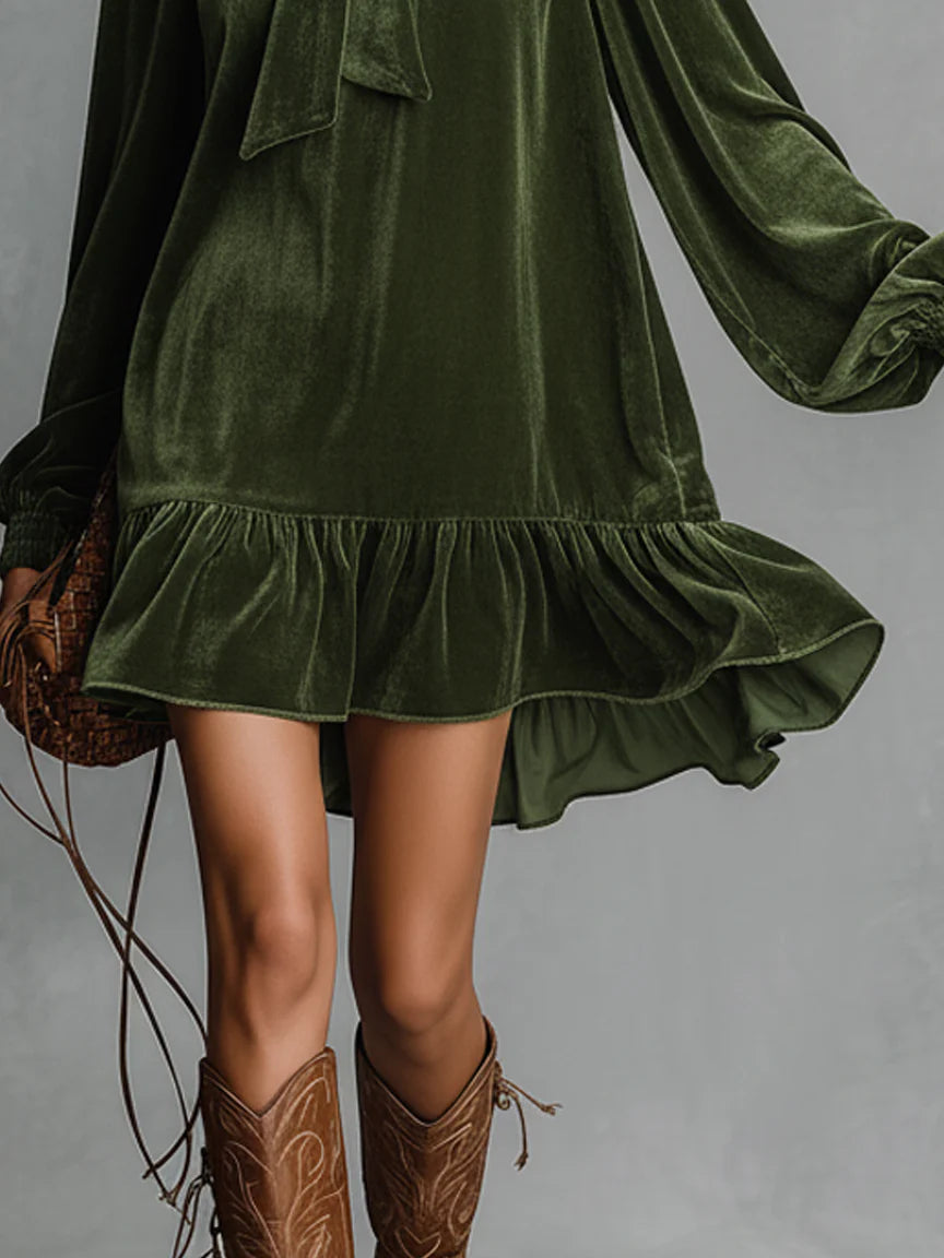 Neta | Women’s Bow Tie Velvet Mini Dress