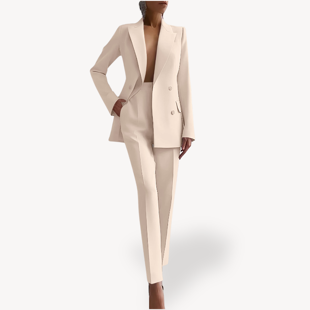 Women’s Elegant Evening Set – Double Breasted Blazer and Tapered Pants