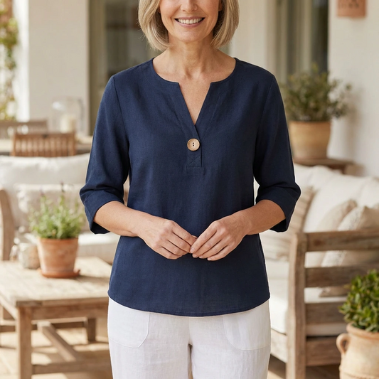 Neravelle | Women’s V-Neck Button-Detail Summer Top
