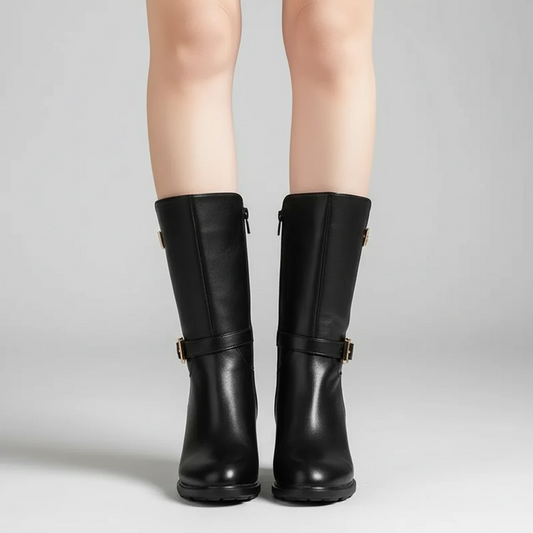Women’s Orthopedic Leather Boots – Mid-Calf Supportive Walking Boots