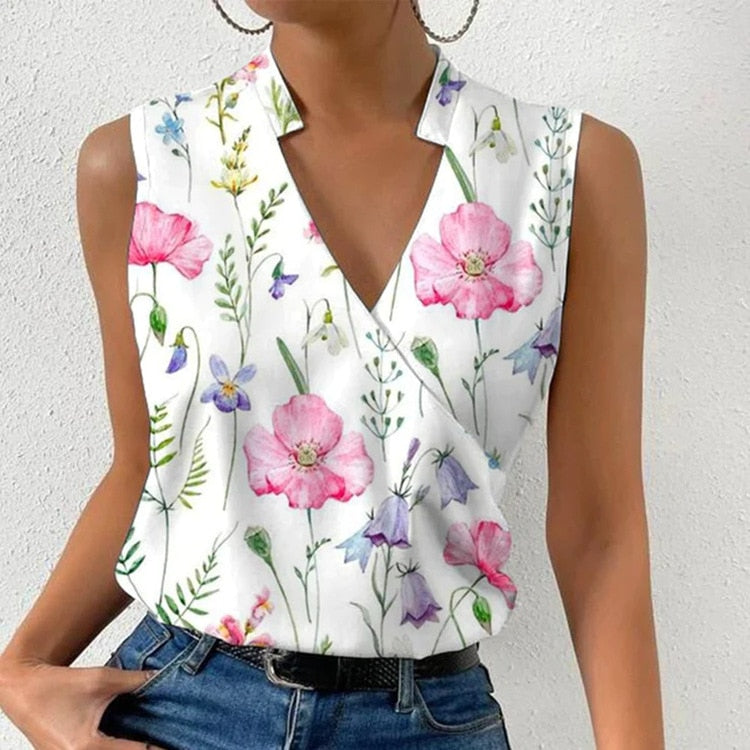Elyndra | Women’s Sleeveless Wrap V Neck Blouse