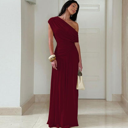Aurethia | Women’s One Shoulder Pleated Dress