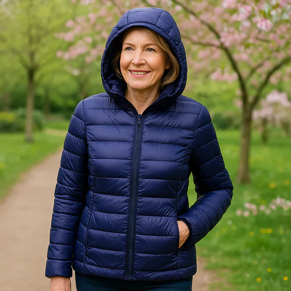 Women’s Quilted Jacket – Zip-Front Long Sleeve Outerwear