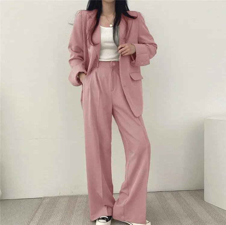 Women’s Elegant Evening Set – Tailored Blazer and Wide Leg Pants