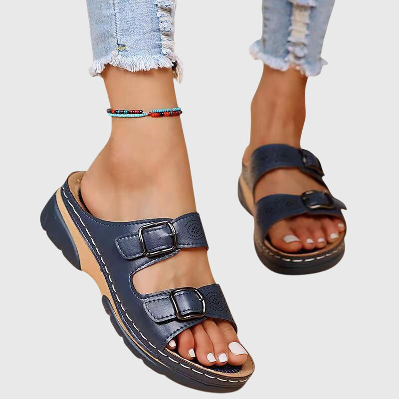 Elena | Supportive Orthopedic Slide Sandals with Buckle Straps