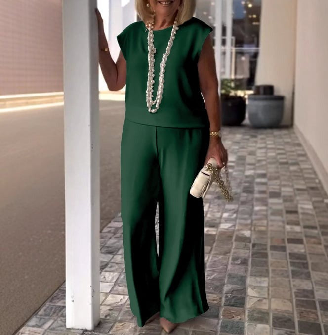 Women’s Comfy 2 Piece Summer Set – Relaxed Top and Wide Leg Pants