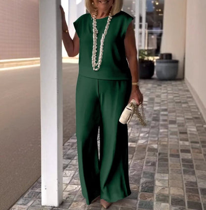 Women’s Comfy 2 Piece Summer Set – Relaxed Top and Wide Leg Pants