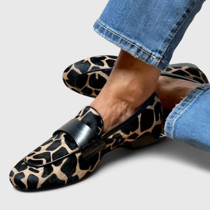 Women’s Slip-On Loafers – Printed Low Heel Casual Shoes