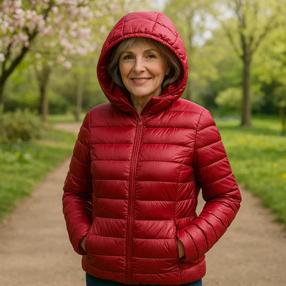 Women’s Quilted Jacket – Zip-Front Long Sleeve Outerwear