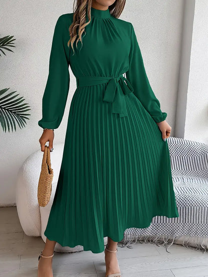 Elyria | Long Sleeve Pleated Midi Dress