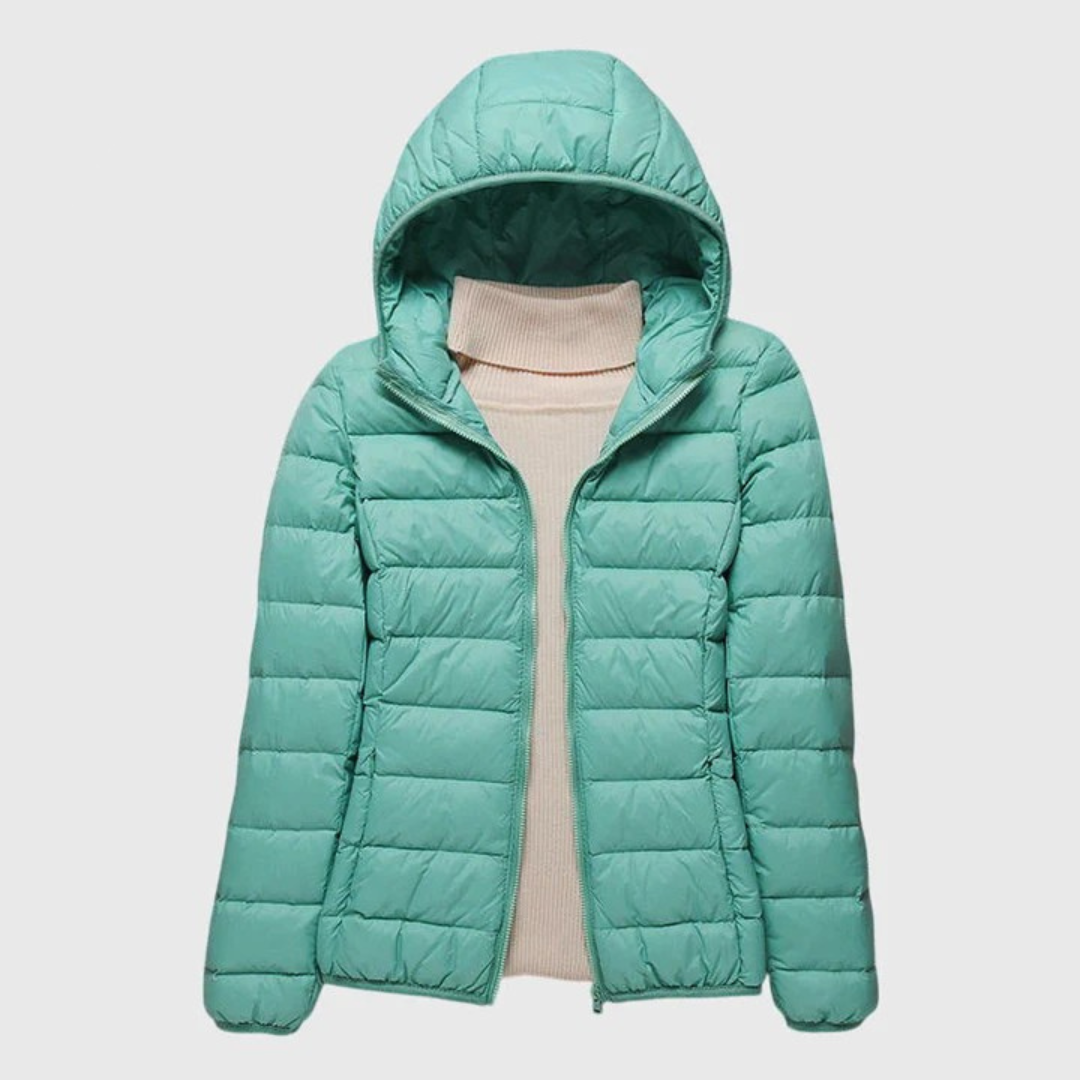 Women’s Hooded Zip-Up Puffer Jacket – Lightweight Everyday Outerwear