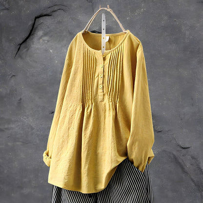 Marcelline | Women’s Pleated Button Front Relaxed Blouse