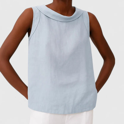 Women’s Sleeveless Blouse – Crew Neck Relaxed Fit Top