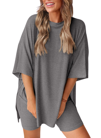 Women’s 2 Piece Summer Set Light – Loose Top and Biker Shorts