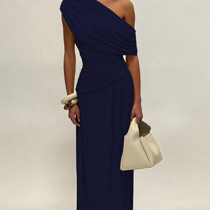 Aurethia | Women’s One Shoulder Pleated Dress