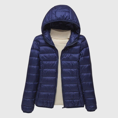 Women’s Hooded Zip-Up Puffer Jacket – Lightweight Everyday Outerwear