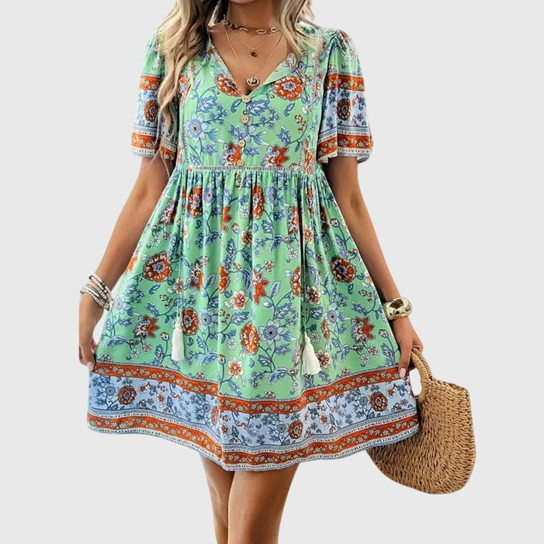 Rosalyn | Women’s Boho Floral Midi Summer Dress