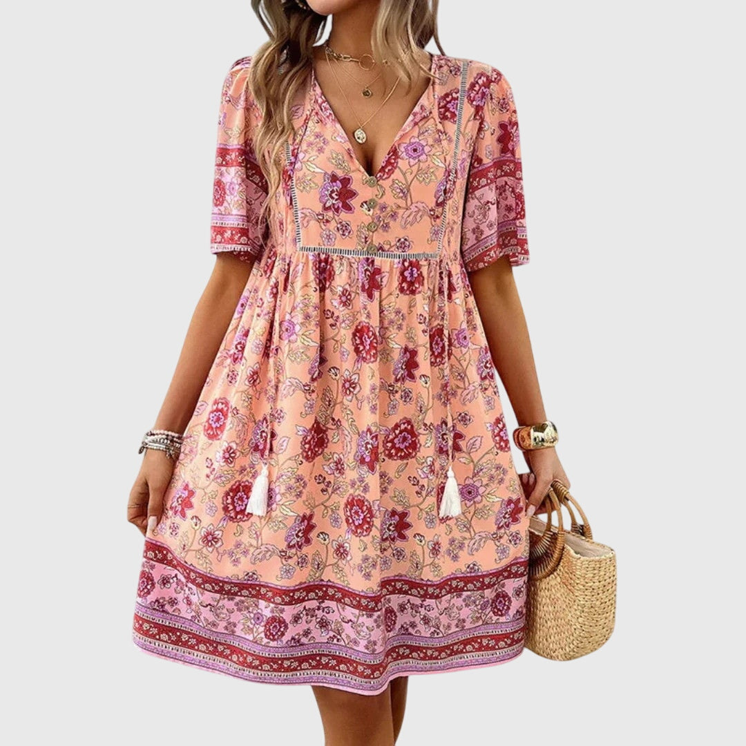 Rosalyn | Women’s Boho Floral Midi Summer Dress