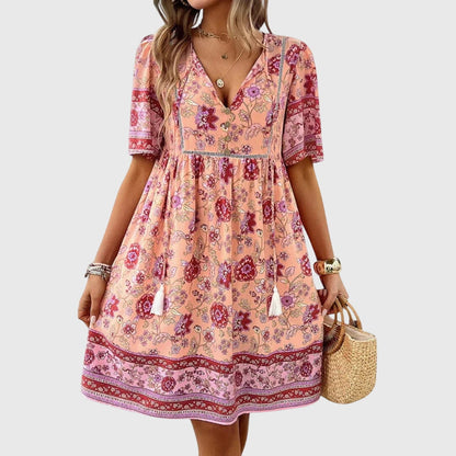 Rosalyn | Women’s Boho Floral Midi Summer Dress