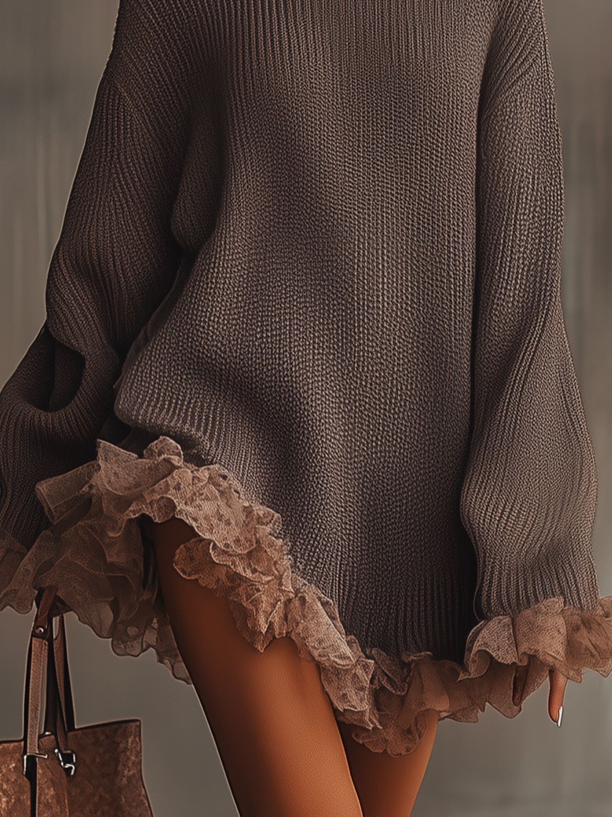 Women’s Sweater Dress – Turtleneck Long Sleeve Mini Dress