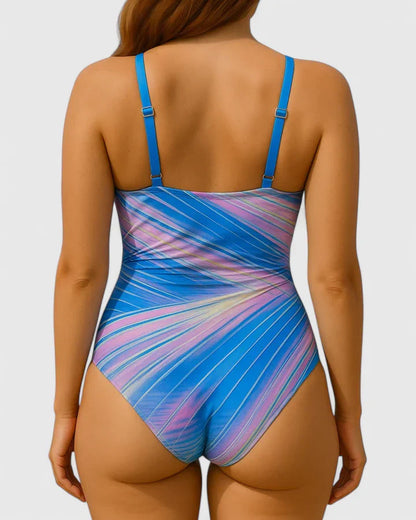 Marivelle | Women’s Ruched Striped One-Piece Swimsuit