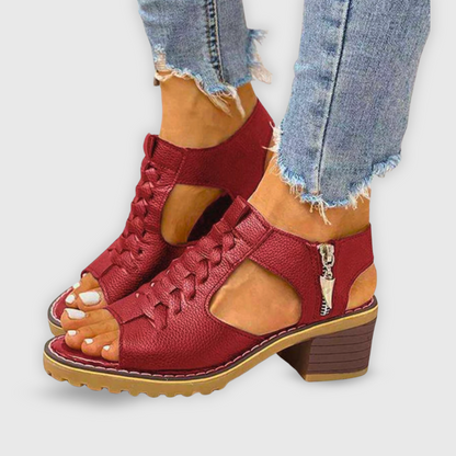 Morgan | Summer Block Heel Sandals with Lace Detail