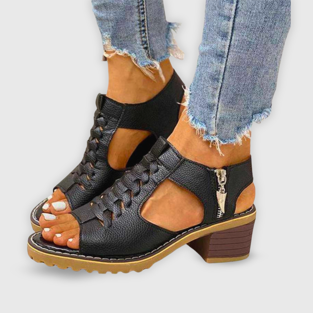 Morgan | Summer Block Heel Sandals with Lace Detail