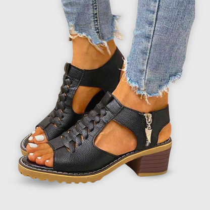 Morgan | Summer Block Heel Sandals with Lace Detail