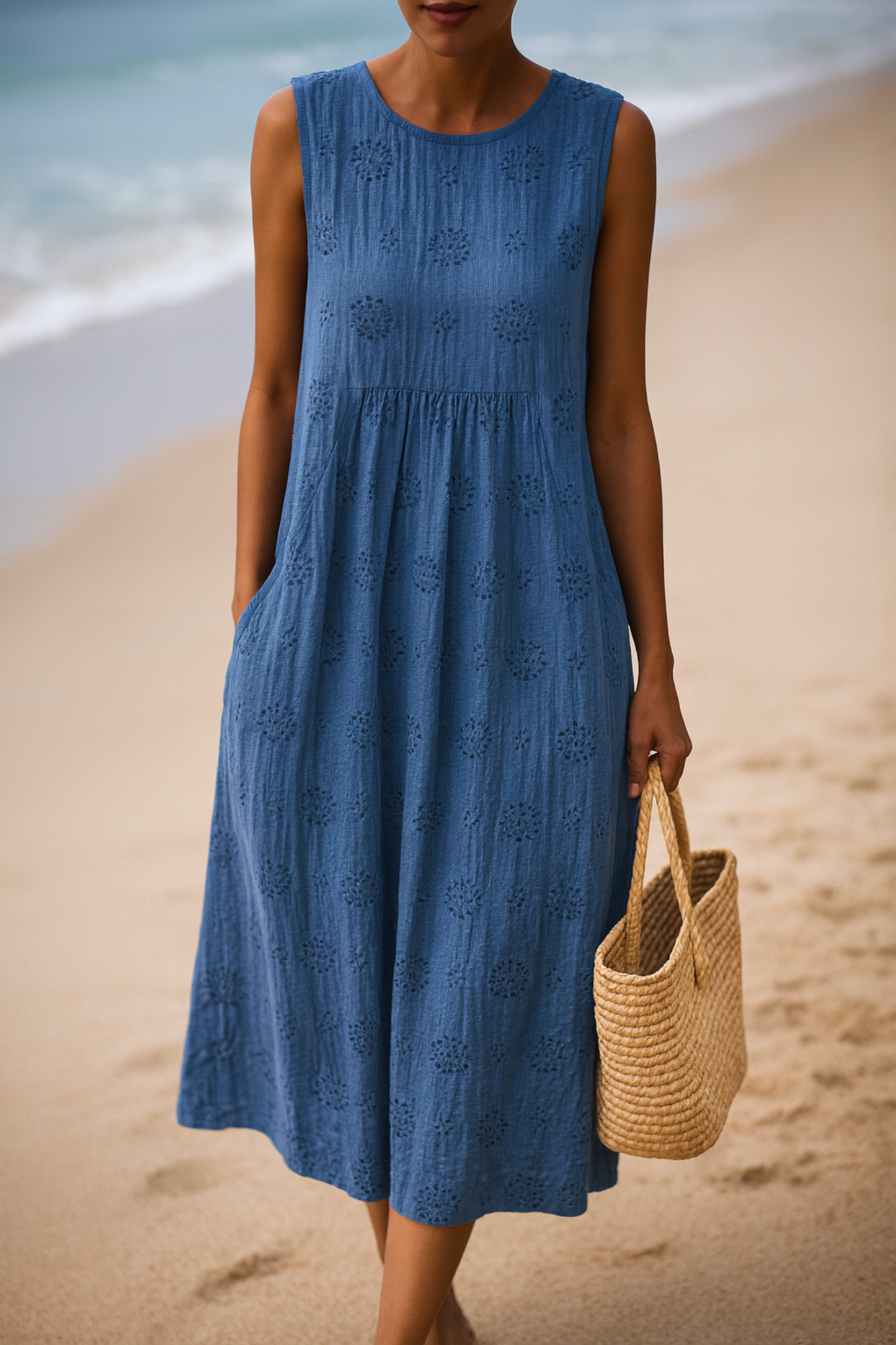 Calithea | Women’s Sleeveless Textured Midi Dress