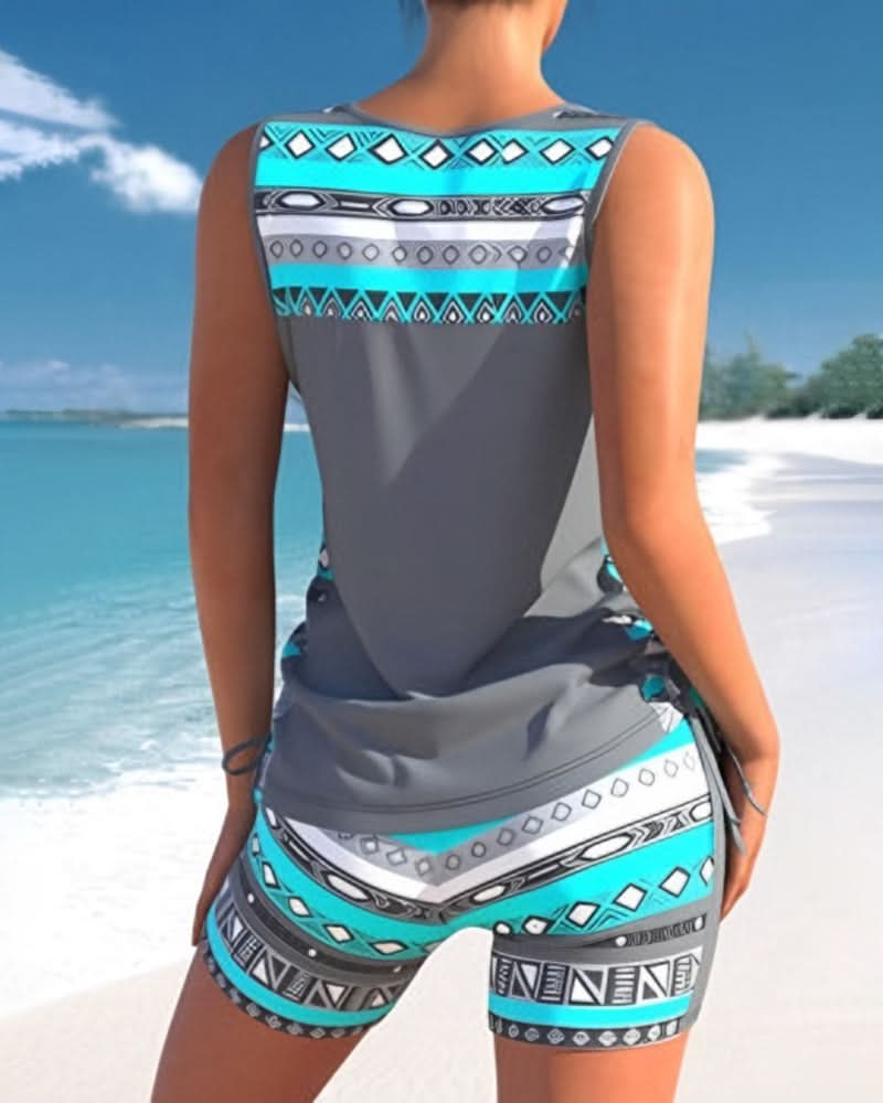 Zerelle | Women’s Sleeveless Criss-Cross Tank and Biker Shorts Set