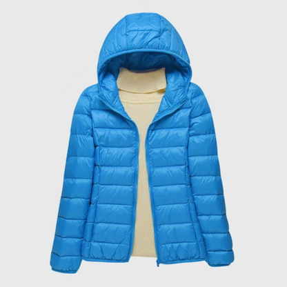 Women’s Hooded Zip-Up Puffer Jacket – Lightweight Everyday Outerwear