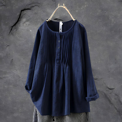 Marcelline | Women’s Pleated Button Front Relaxed Blouse