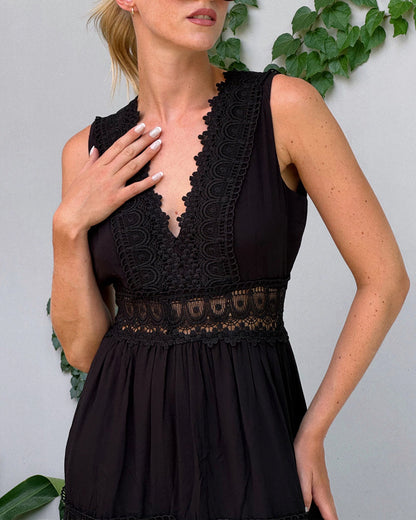 Lace Trim Midi Dress – Elegant Summer Dress
