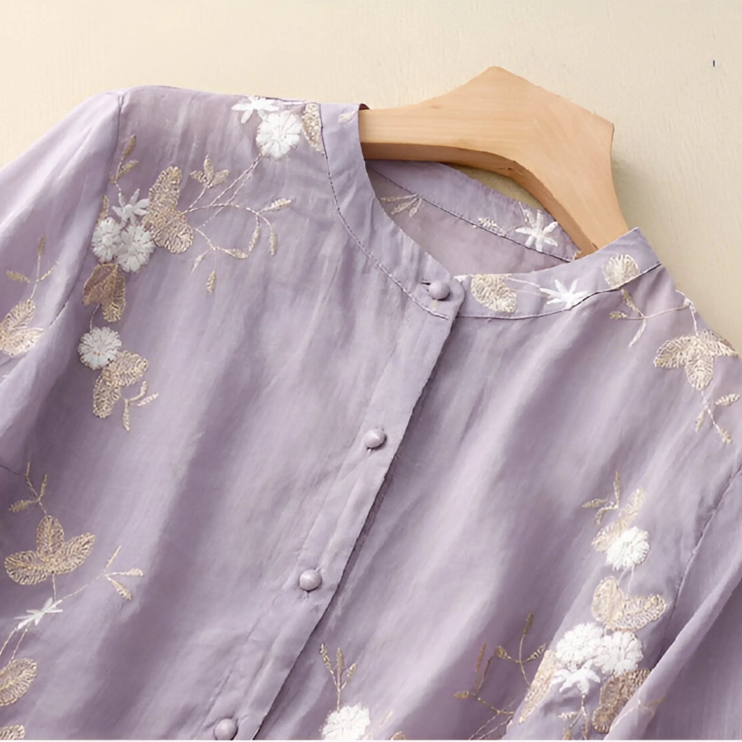 Avery | Lightweight Embroidered Summer Button Top