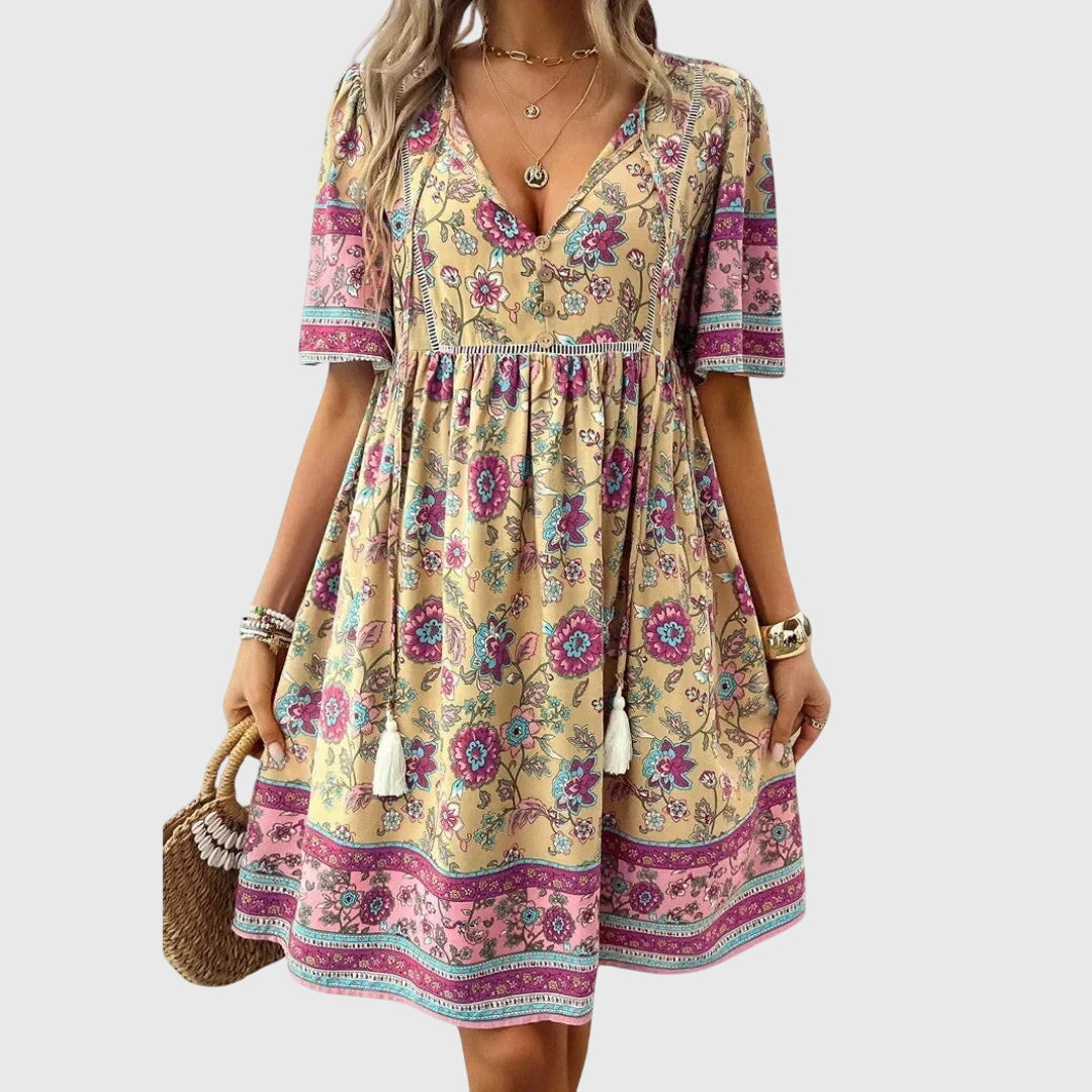 Rosalyn | Women’s Boho Floral Midi Summer Dress