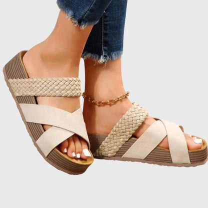 Aurevia | Women's Cross Strap Platform Orthopedic Slides