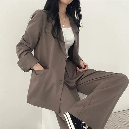 Women’s Elegant Evening Set – Tailored Blazer and Wide Leg Pants