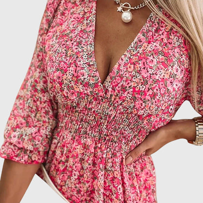 Sofia | V Neck Smocked Mini Dress