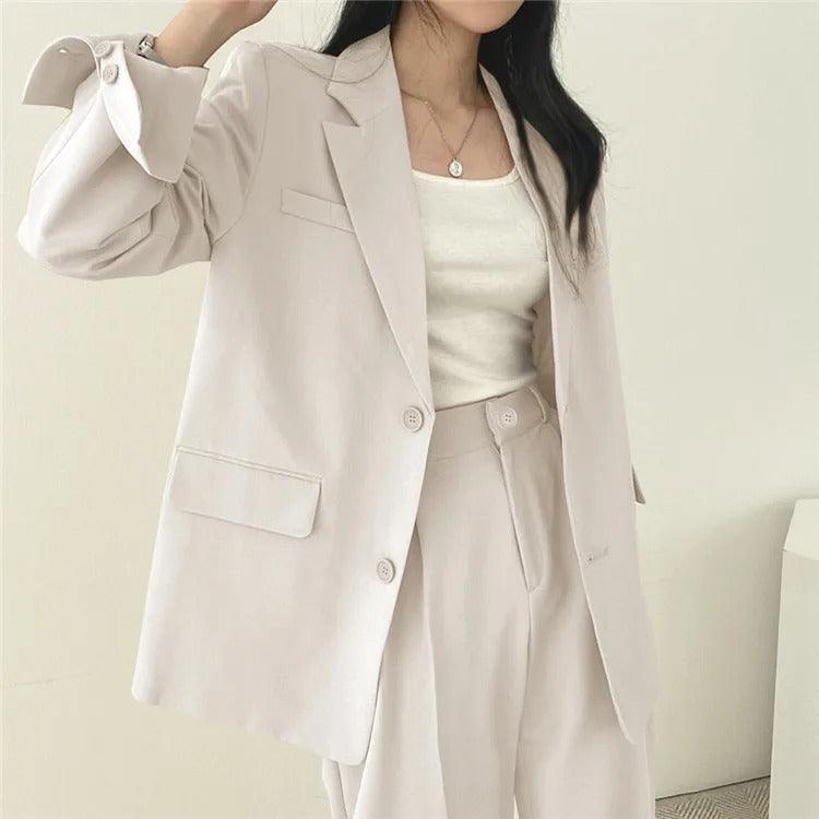 Women’s Elegant Evening Set – Tailored Blazer and Wide Leg Pants