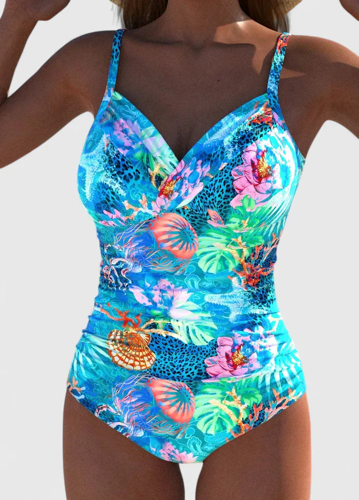 Marivellea | Women’s Floral Wrap-Front One-Piece Swimwear