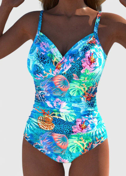 Marivellea | Women’s Floral Wrap-Front One-Piece Swimwear