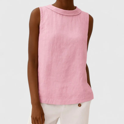 Women’s Sleeveless Blouse – Crew Neck Relaxed Fit Top