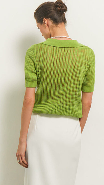 Tavielle | Women’s Textured Knit Short Sleeve Polo Top