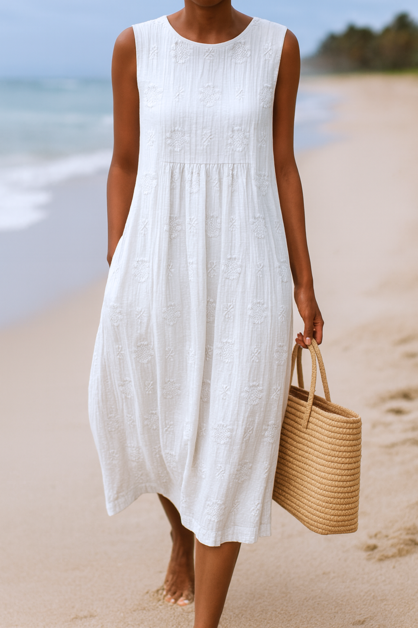 Calithea | Women’s Sleeveless Textured Midi Dress