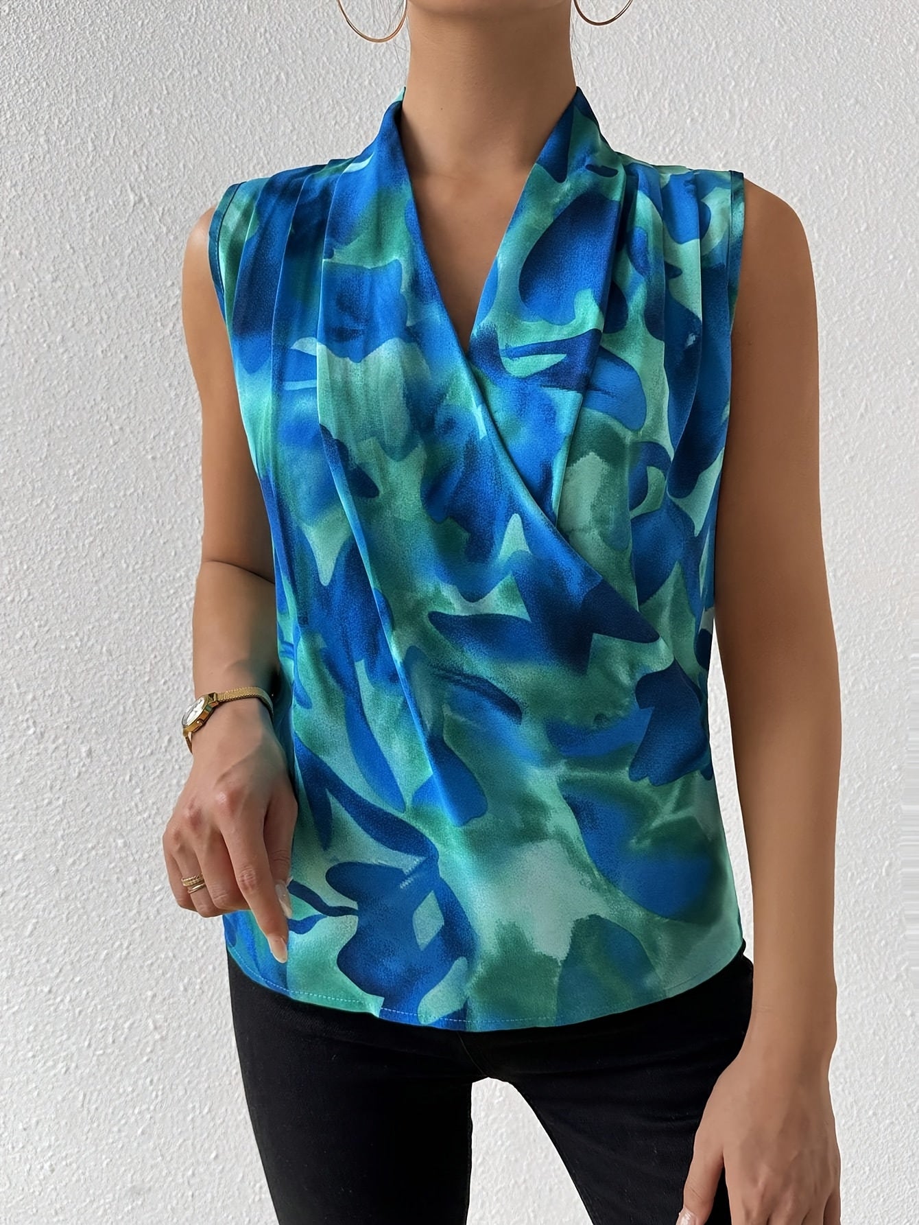 Selmira | Women’s Sleeveless Floral Wrap Top